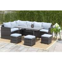 Whole sale backyard  rattan outdoor gardensets sofa with plastic wood table top