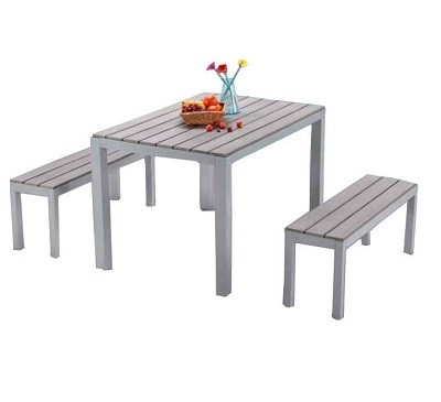 Outdoor Furniture Plastic Wood Top Dining Set