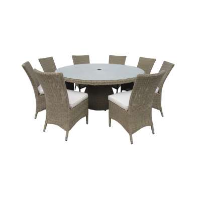 SGS tested Luxury outdoor rattan furniture set Round dining table with chairs