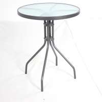 27in Outdoor Metal Round Bistro Glass Table